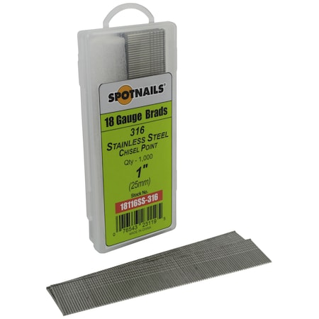Spotnails Collated Brad Nail, 18 ga, Hot Dipped Galvanized, Brad Head 18116SS-316